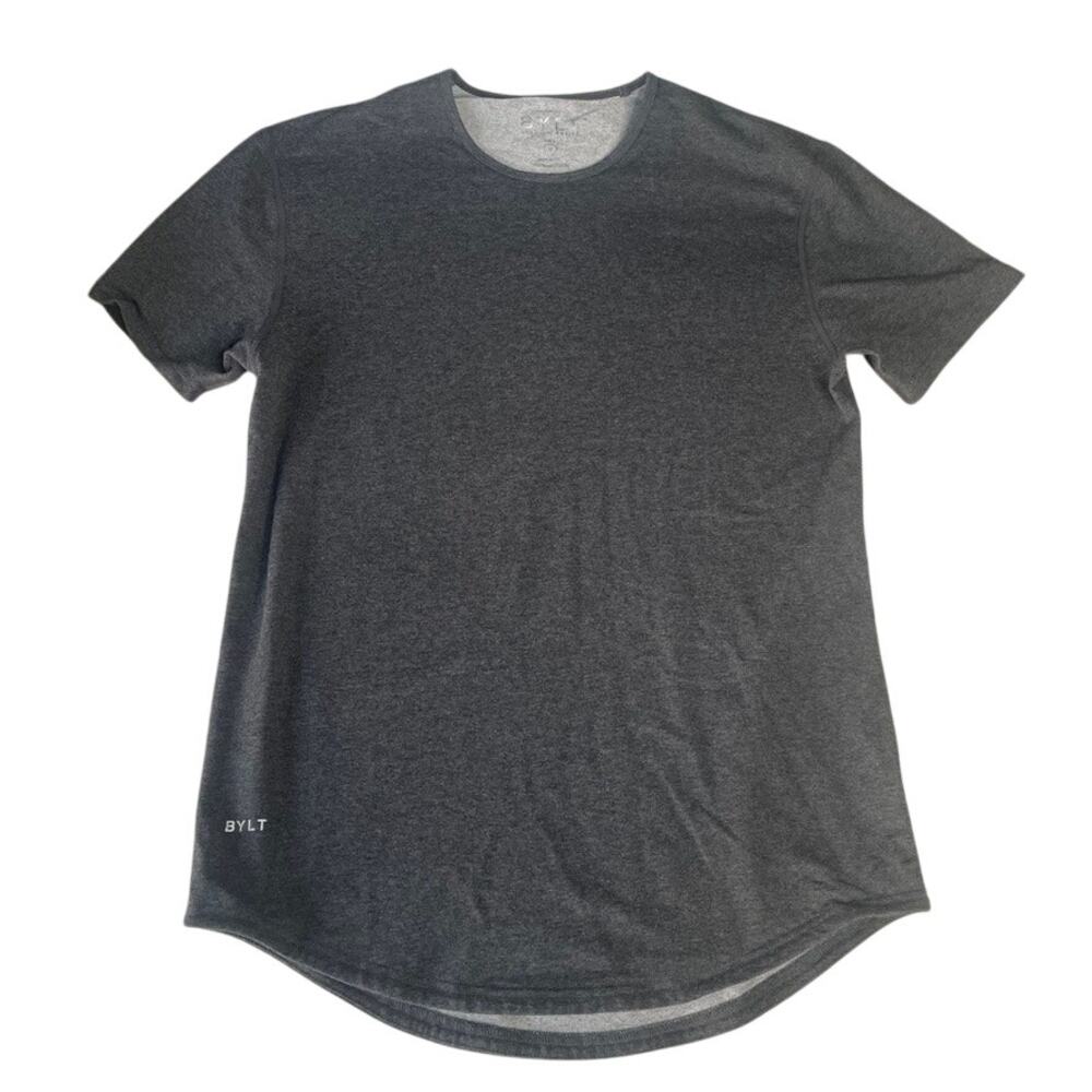 BYLT Lux Drop Cut Heather Grey Short Sleeve Medium Crew Neck Workout Shirt‎